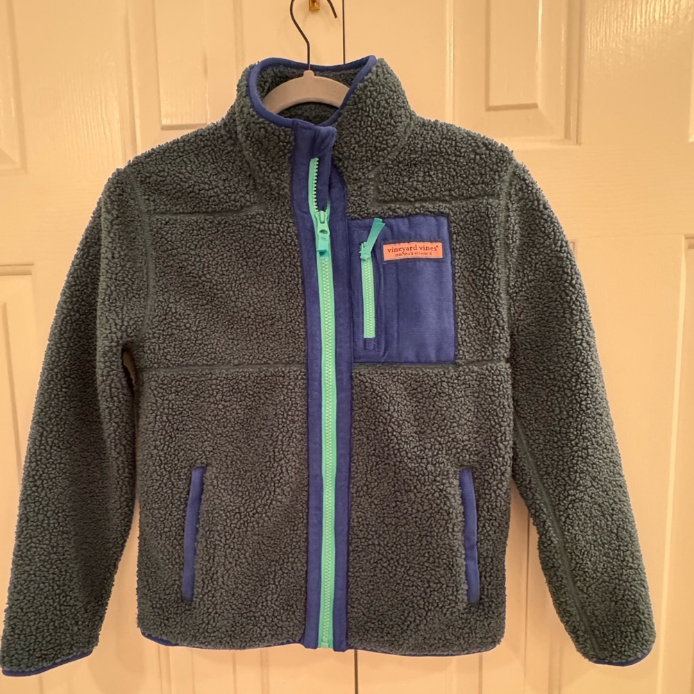New Boys’ Vineyard Vines High-Pile Supershep Full-Zip Jacket New Size M Green